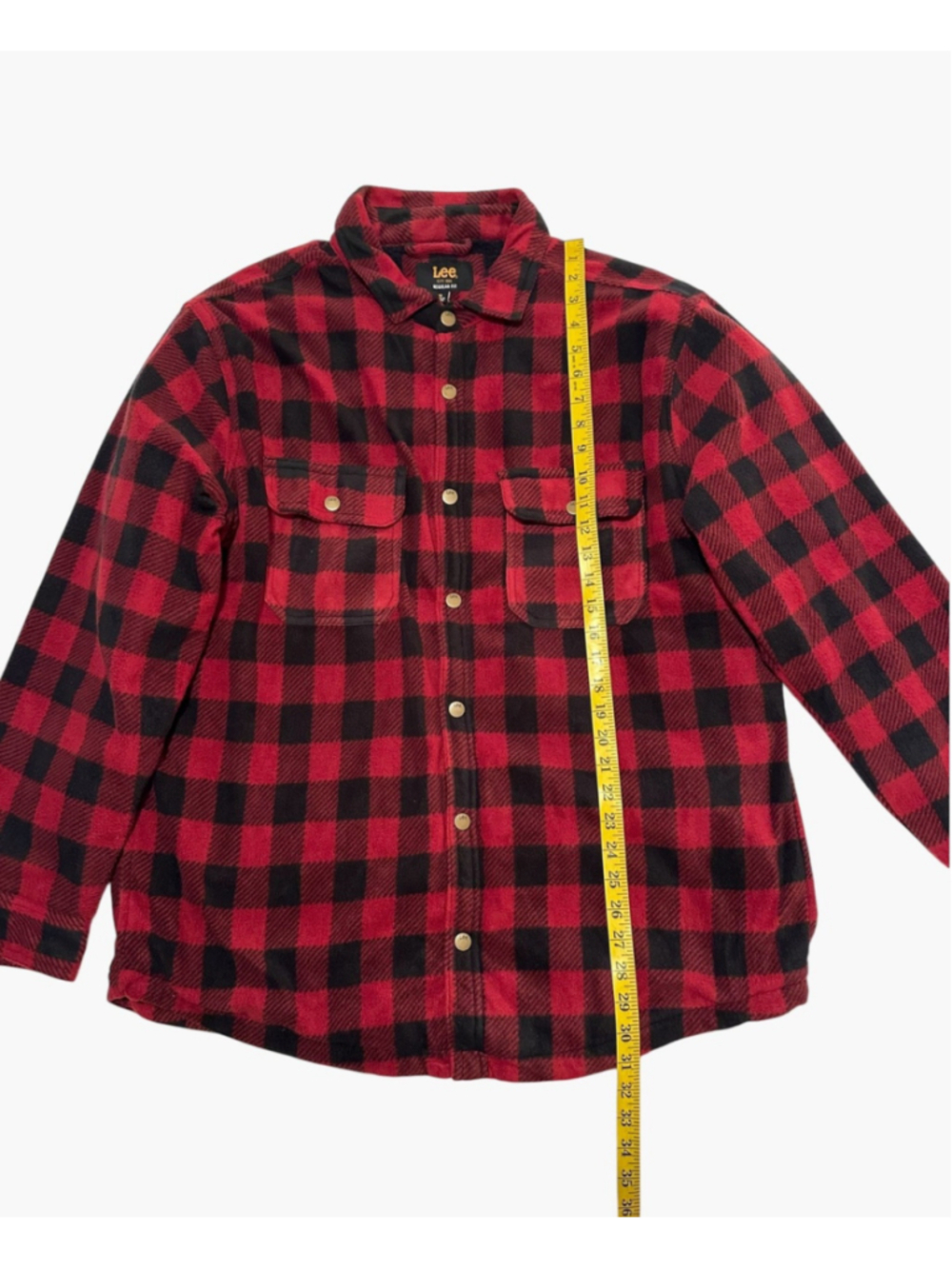 Lee Red Plaid Fleece Jacket Mens XL Soft Black Faux Sherpa Fur Lining NWT - Picture 10 of 16